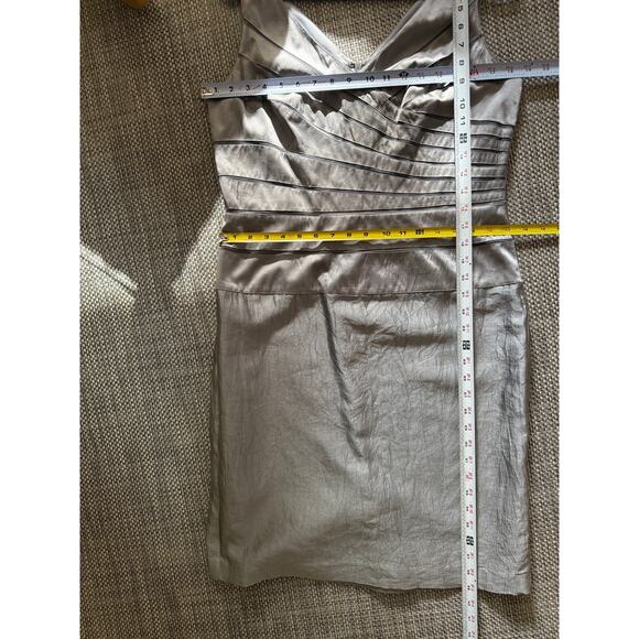 ADRIANNA PAPEL Occasions 100% Silk Silver Gray Sleeveless Silk Sheath Dress 14 - Picture 7 of 7